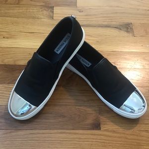 Steven Madden Silver Cap Toe Slip On Sneakers